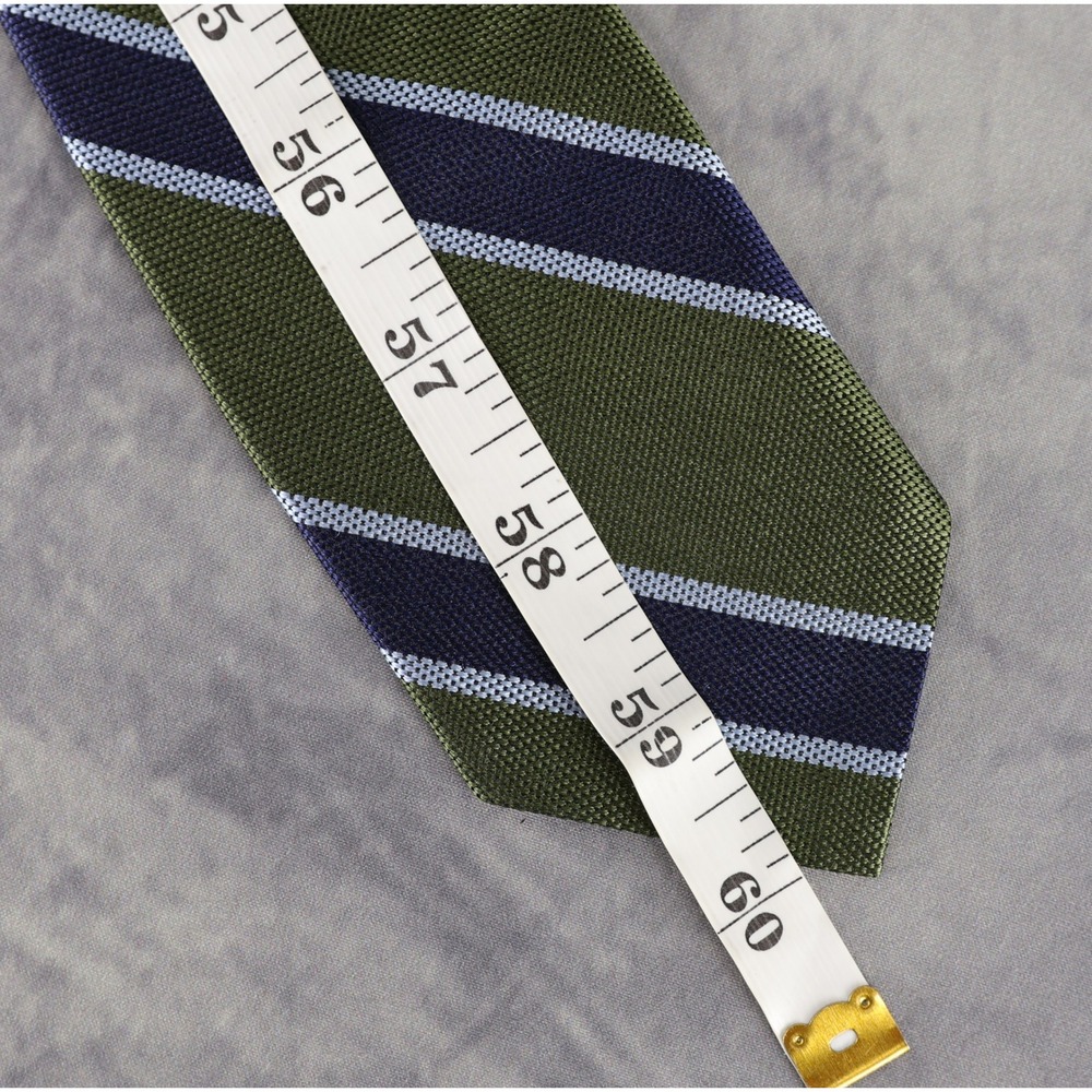 Brooks Brothers Red Fleece Tie Green Navy Blue Repp Weave Stripe Tie 100% Silk - Picture 8 of 10